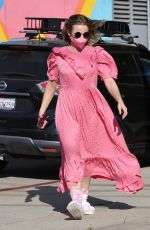 KRISTEN BELL in a Pink Dress Out in Los Angeles 02/14/2022