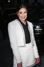 LEA MICHELE Arrives at Alice and Olivia Cocktail Party at Zero Bond in New York 02/12/2022
