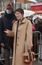 LEA SEYDOUX Arrives at Lunch for Nominees of Cesar 2022 at Fouquet