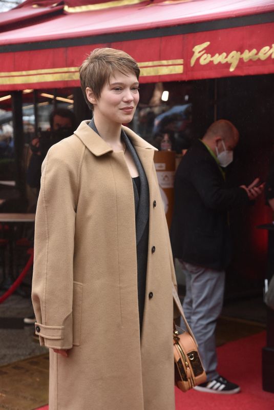 LEA SEYDOUX Arrives at Lunch for Nominees of Cesar 2022 at Fouquet