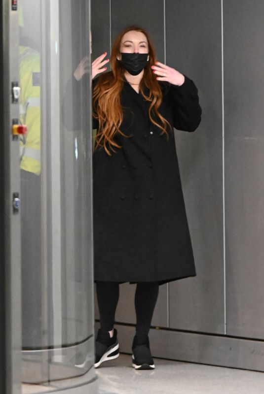 LINDSAY LOHAN at JFK Airport in New York 02/20/2022