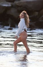 LIV ALOHA in Bikini Bootm at a Photoshoot on the Beach in Santa Monica 02/14/2022