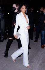 LORI HARVEY All in White Arrives at Michael Kors Show at New York Fashion Week 02/15/2022