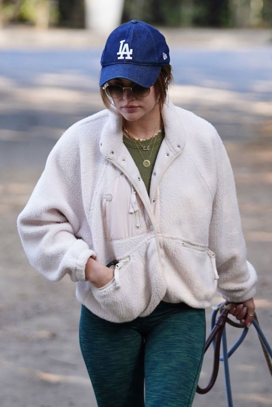 LUCY HALE Out with Her Dog in Los Angeles 02/21/2022