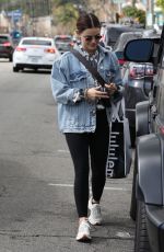 LUCY HALE Shopping at Lulu Lemon in Studio City 02/22/2022