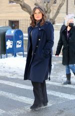 MARISKA HARGITAY on the Set of Law and Order: Special Victims Unit in Harlem 02/01/2022