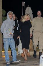 PAMELA ANDERSON Out for Dinner with Her Husband Dan Hayhurst and Son Brandon Thomas Lee at Nobu in Malibu 02/15/2022