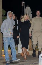 PAMELA ANDERSON Out for Dinner with Her Husband Dan Hayhurst and Son Brandon Thomas Lee at Nobu in Malibu 02/15/2022
