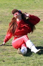 PHOEBE PRICE Out with Her Dog in Los Angeles 02/04/2022