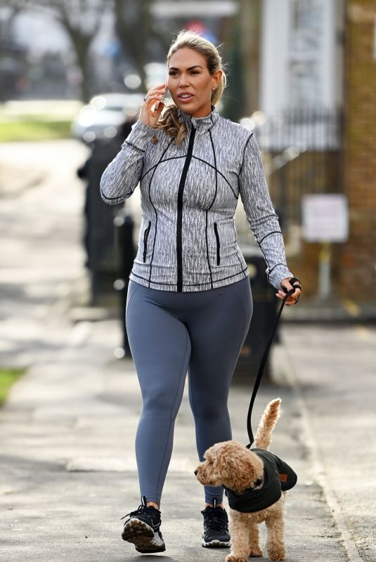 Pregnant FRANKIE ESSEX Out with Her Dog in Essex 02/14/2022