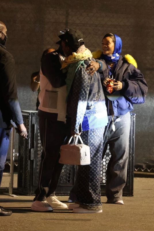Pregnant RIHANNA and ASAP Rocky at Super Bowl at SoFi Stadium in Inglewood 02/13/2022