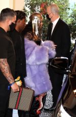 Pregnant RIHANNA and ASAP Rocky Leaves Their Hotel in Milan 02/25/2022
