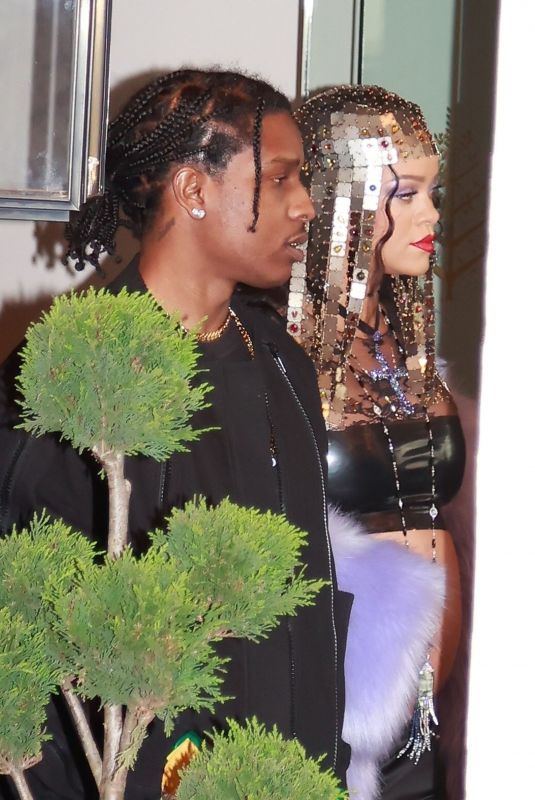 Pregnant RIHANNA and ASAP Rocky Leaves Their Hotel in Milan 02/25/2022