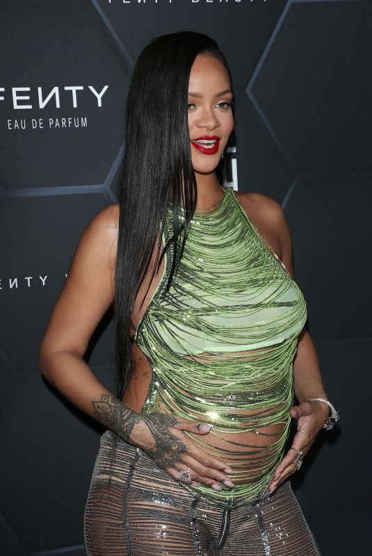 Pregnant RIHANNA at Fenty Beauty & Fenty Skin Celebration at Goya Studios in Hollywood 02/11/2022