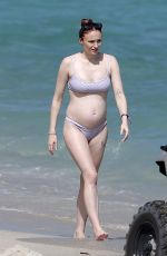 Pregnant SOPHIE TURNER in Bikni on the Beach in Miami 02/27/2022