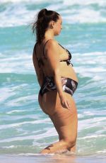 Pregnant YESJULZ in Bikini at a Beach in Miami 02/03/2022