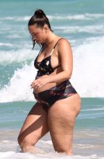 Pregnant YESJULZ in Bikini at a Beach in Miami 02/03/2022