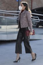 QUEEN LETIZIA OF SPAIN Arrives at a Meeting in Madrid 02/08/2022