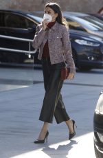 QUEEN LETIZIA OF SPAIN Arrives at a Meeting in Madrid 02/08/2022