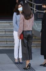 QUEEN LETIZIA OF SPAIN Arrives at a Meeting in Madrid 02/08/2022