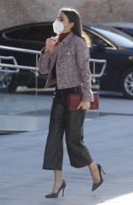 QUEEN LETIZIA OF SPAIN Arrives at a Meeting in Madrid 02/08/2022