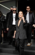 RITA ORA Arrives at Prada Show at Milan Fashion Week 02/24/2022