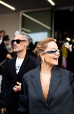 RITA ORA Arrives at Prada Show at Milan Fashion Week 02/24/2022