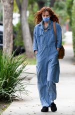 RUMER WILLIS in Denim Jumpsuit Out in Los Angeles 01/31/2022