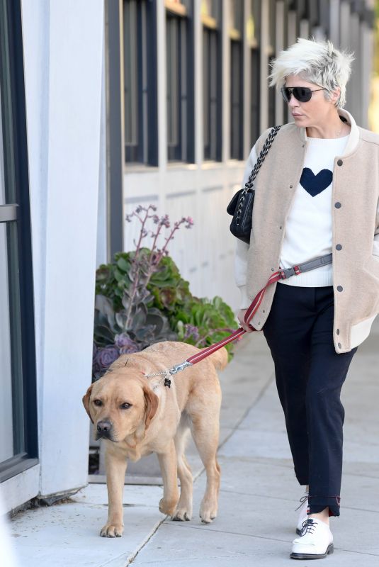 SELMA BLAIR Out with Her Dog in West Hollywood 02/03/2022
