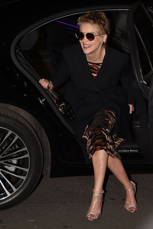 SHARON STONE Arrives at Dolce and Gabbana Party at Milan Fashion Week 02/26/2022