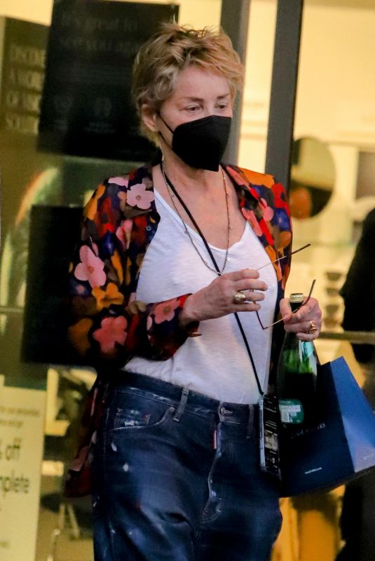SHARON STONE at Lens Crafters in West Hollywood 02/14/2022