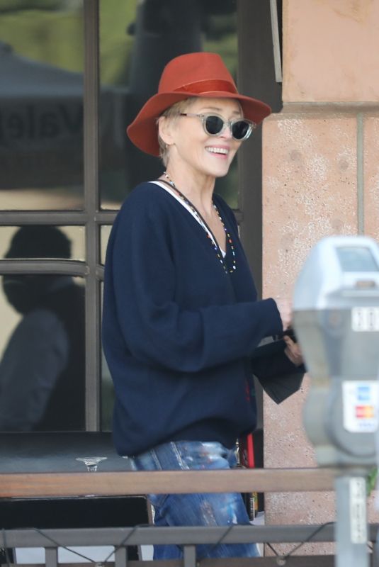 SHARON STONE Out for Lunch Date at Via Alloro in Beverly Hills 02/01/2022