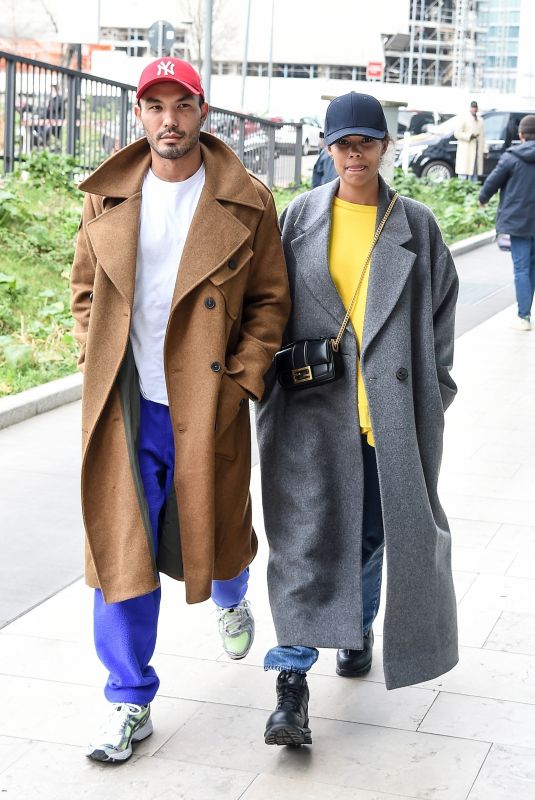 TINA KUNAKEY Out at Milan Fashion Week 02/24/2022