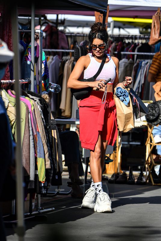 VANESSA HUDGENS Shopping at Melrose Trading Post Flea Market in West Hollywood 20/21/2022