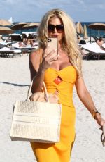 VICTORIA SILVSTEDT in Bikini at a Beach in Miami 02/10/2022