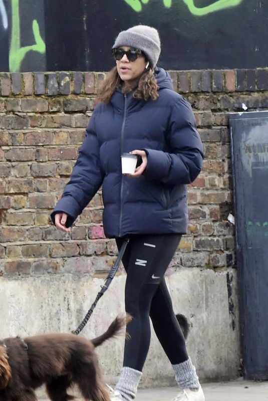 ZAWE ASHTON Out with her Dog Bobby in London 01/28/2022