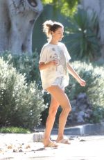 ALESSANDRA AMBROSIO in Denim Shorts Out for Lunch in Malibu 03/05/2022