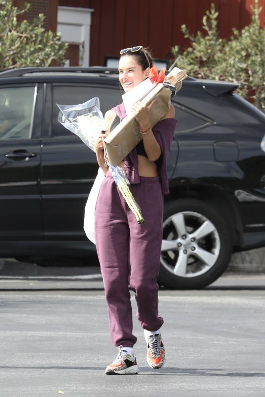 ALESSANDRA AMBROSIO Out for Flowers in Brentwood 03/19/2022