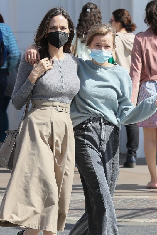 ANGELINA JOLIE Out with Her Daughter Shiloh at The Grove in Los Angeles 03/21/2022
