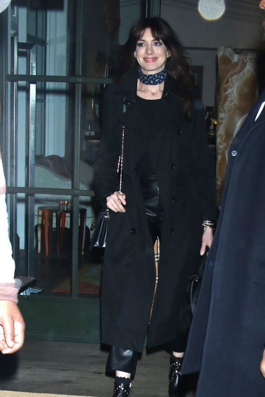 ANNE HATHAWAY Heading to a Press Tour for WeCrashed in New York 03/09/2022