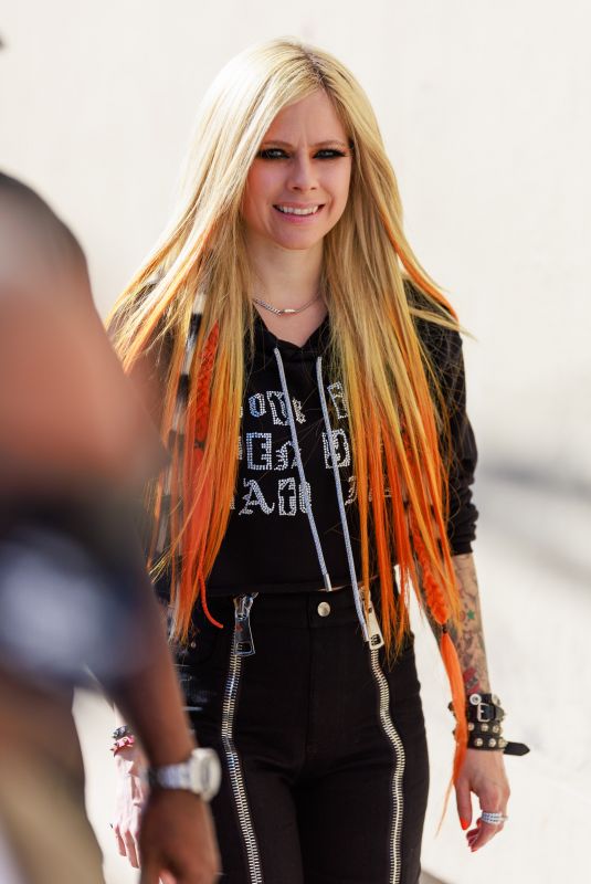 AVRIL LAVIGNE Arrives at Jimmy Kimmel Live in Los Angeles 02/28/2022