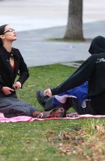 BELLA HADID and Marc Kalman at Hudson River Park in New York 03/20/2022