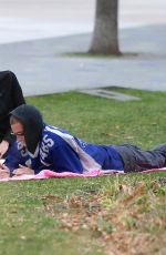 BELLA HADID and Marc Kalman at Hudson River Park in New York 03/20/2022