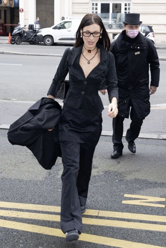 BELLA HADID Back to Royal Monceau Hotel in Paris 03/02/2022