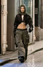 BELLA HADID Heading to Dinner in Paris 03/01/2022