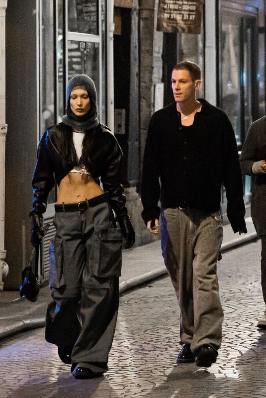BELLA HADID Heading to Dinner in Paris 03/01/2022