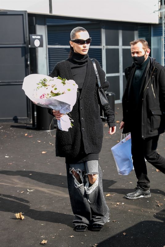BELLA HADID Leaves Balenciaga Fall/Winter 2022/2023 Fashion Show in Paris 03/06/2022