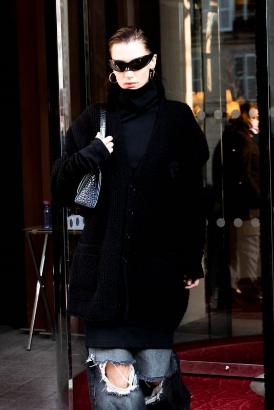 BELLA HADID Leaves Her Hotel in Paris 03/06/2022