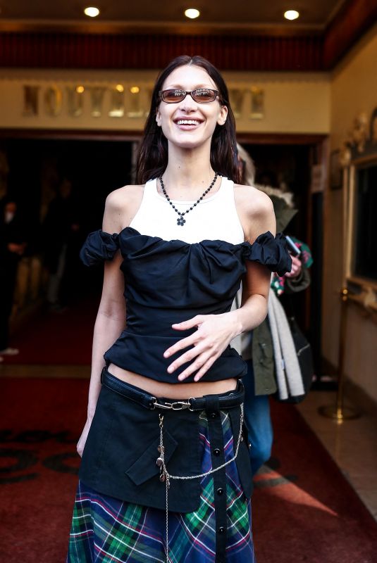 BELLA HADID Leaves Vivienne Westwood Fashion Show at Cabaret La Nouvelle Eve in Paris 03/05/2022