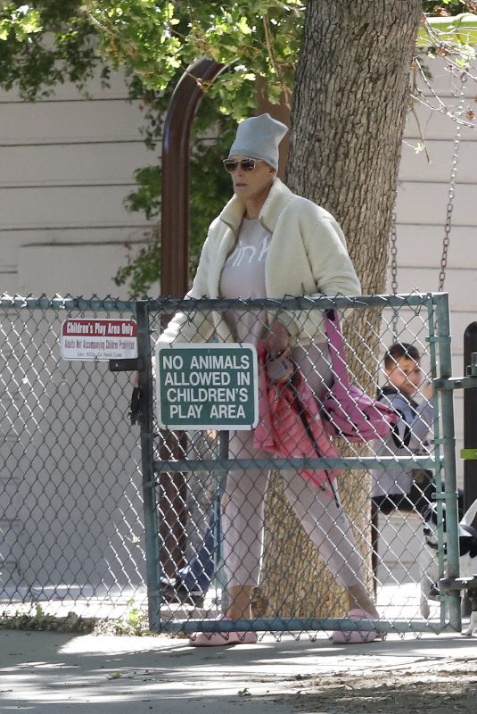 BRIGITTE NIELSEN Out at a Park in Los Angeles 03/22/2022